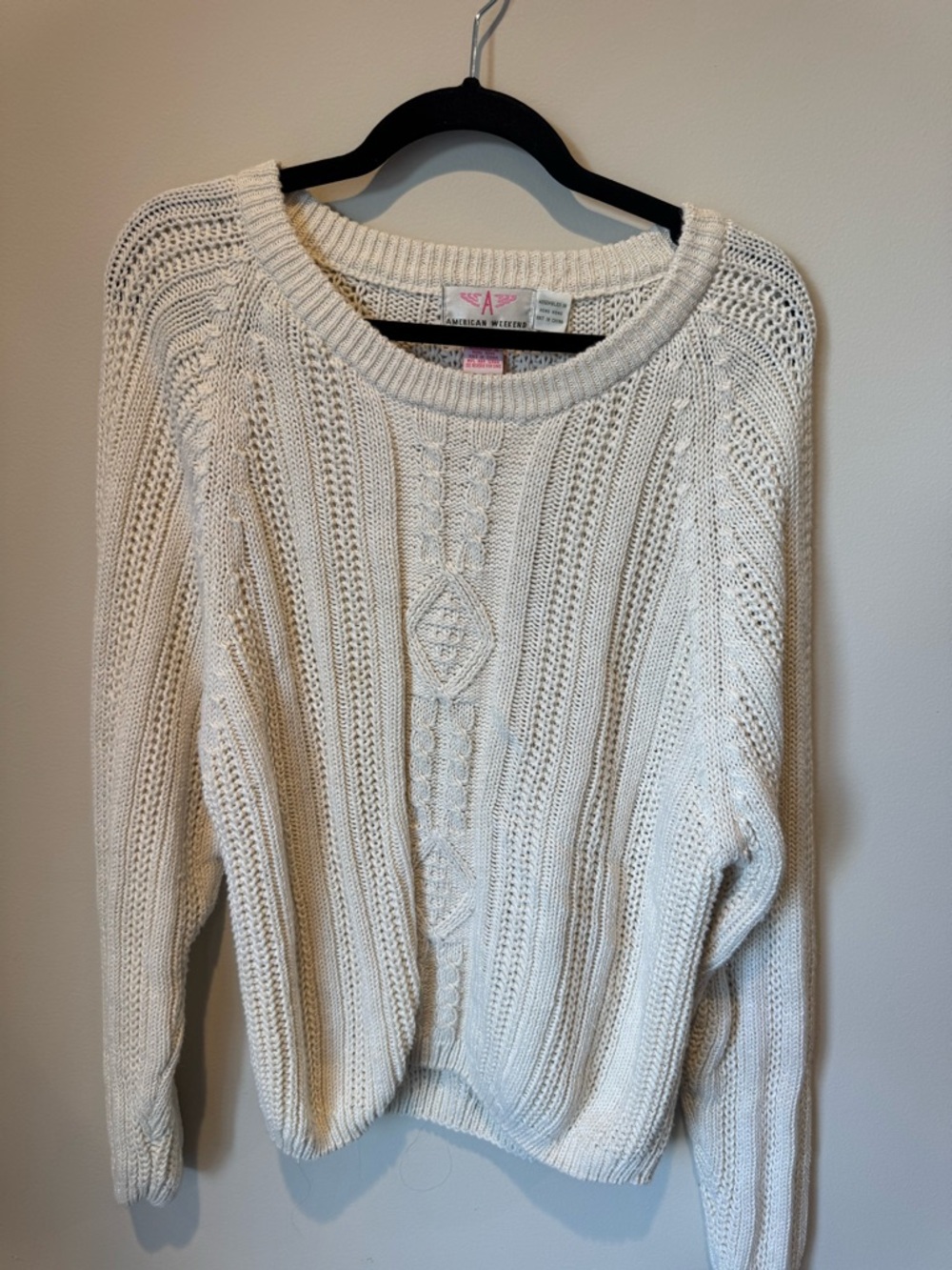 American Weekend Cream Cable Knit Sweater